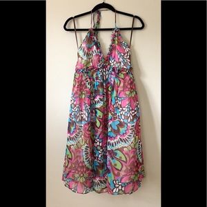 Milly Silk Multicolor Halter Party Dress